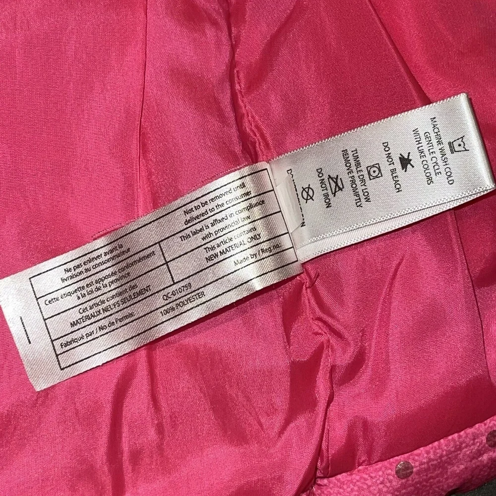 Body Glove Girls Pink Puffer Hooded Vest with Gray Lined Sleeves Size 6 GUC FLAW